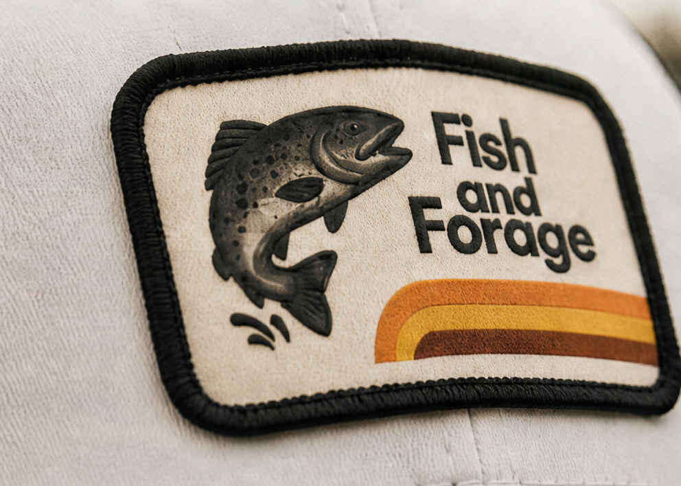 Fish and Forage 70s Lodge Hat | Black and White - Fishing & Outdoors Lifestyle Hat