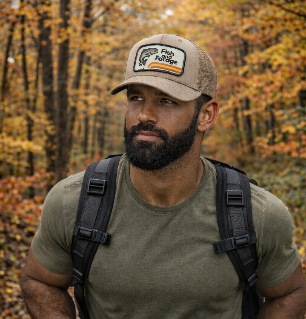 Fish and Forage 70s Lodge Hat | Khaki - Fishing & Outdoors Lifestyle Hat