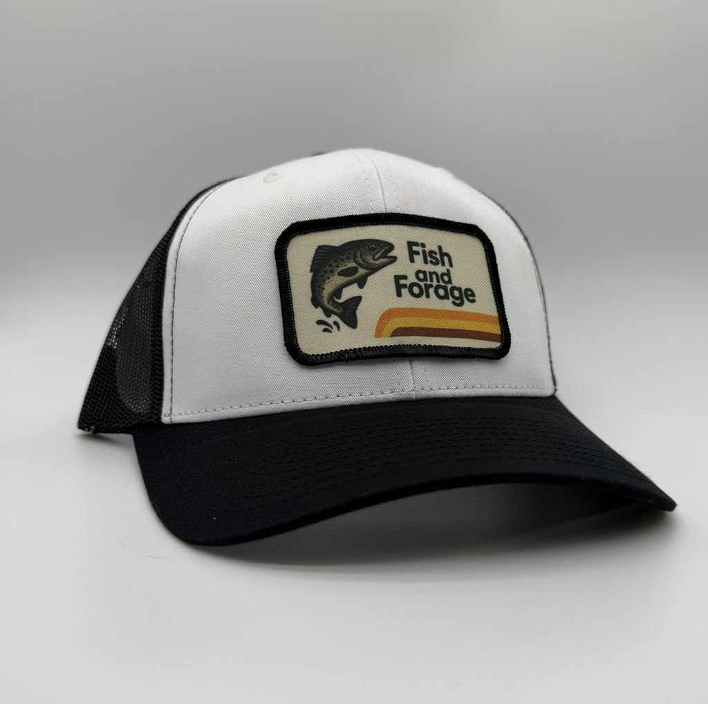 Fish and Forage 70s Lodge Hat | Black and White - Fishing & Outdoors Lifestyle Hat