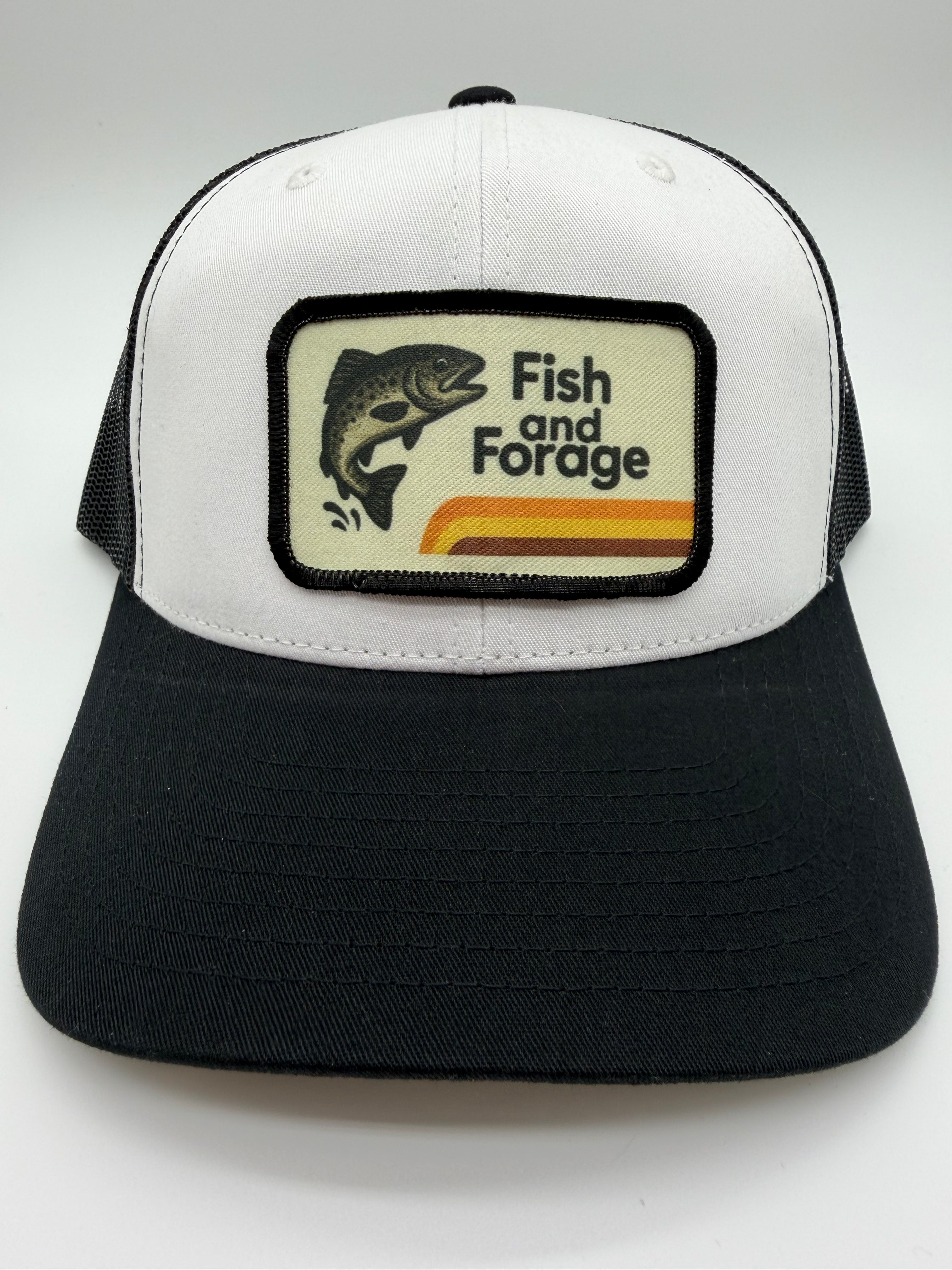 Fish and Forage 70s Lodge Hat | Black and White - Fishing & Outdoors Lifestyle Hat