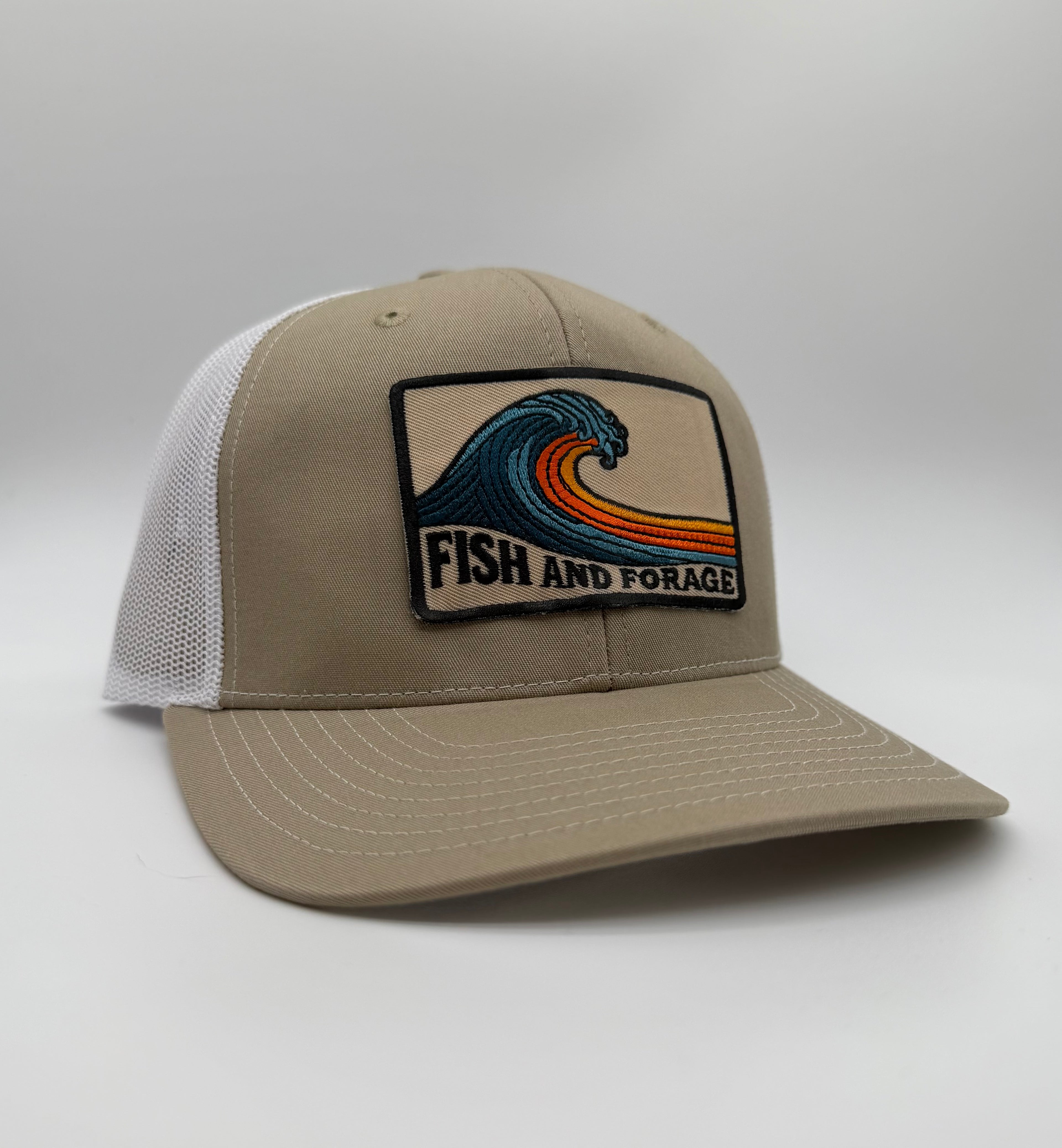 Fish and Forage Tidebreak Trucker Hat – Khaki & White Outdoor Lifestyle Hat