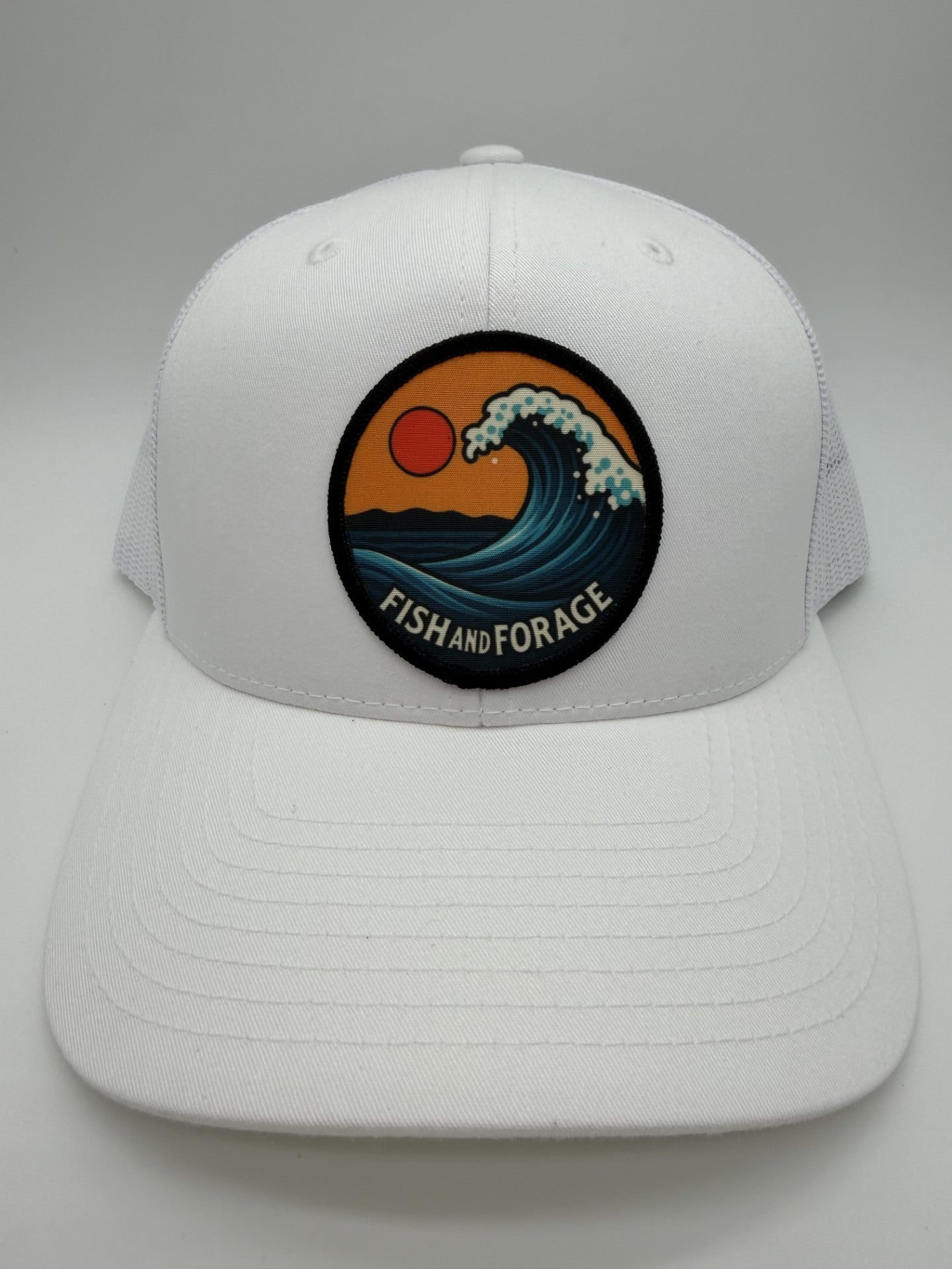 Fish and Forage Sunset Break Trucker Hat White - Fishing & Outdoor Lifestyle Hat